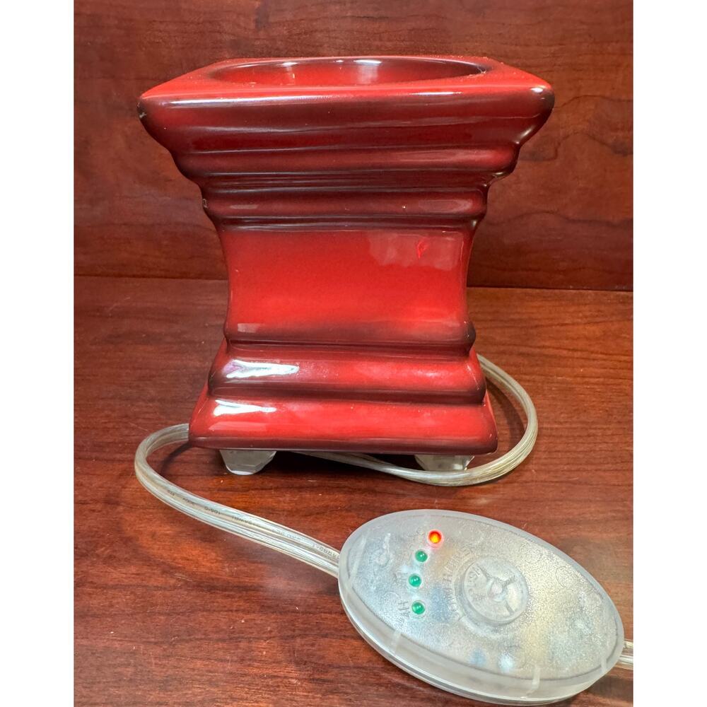 Gold Canyon Red Footed Pedestal Candle Wax Pod Electric Warmer with Timer